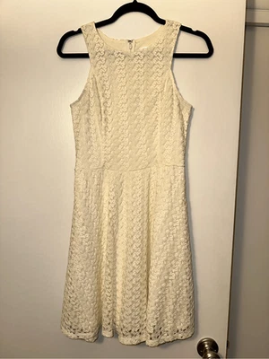 Xhilaration Medium Cream Lace Sleeveless Fit and Flare Mini Dress Womens EUC - Image 1 of 4