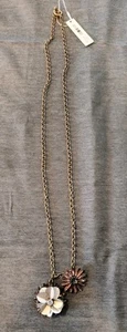 Ann Taylor Necklace Gold Flowers Long Chain Jewelry Costume - Picture 1 of 8