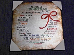 SALLY BARLOW CHRISTMAS WREATH SUBWAY ART ON WRAPPED CANVAS - Picture 1 of 3