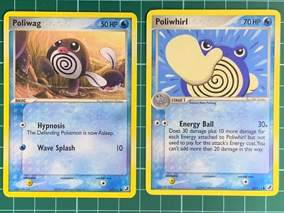 Poliwag 67/115 + Poliwhirl 68/115 Common EX Unseen Forces 2005 Non Holo  [2] - Image 1 of 3