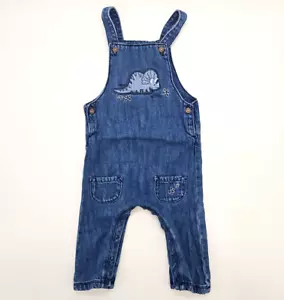 M&S Mädchen Latzhose Jeans Denim mit Taschen Bestickt in Gr. 86/92 (1,5-2 Jahre) - Bild 1 von 4