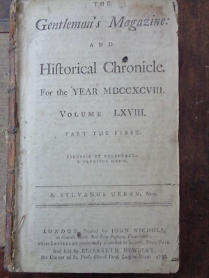 1798 THE GENTLEMAN'S MAGAZINE & HISTORICAL CHRONICLE VOL LXVIII by URBAN PARIS ^ - Image 1 of 4