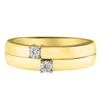 0.12Ct D/VVS1 Round Shape Men's Engagement Ring In Solid 14KT Yellow Gold - Image 1 of 4