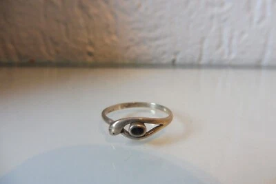 Anello In Argento Bellissimo E Sottile, Argento 925 Con Onice Nero - Immagine 1 di 3