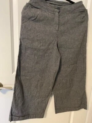 LILITH OF FRANCE GREY PATTERNED ELASTIC WAISTBAND WIDE LEG PANTS WOMEN M ALTERED - Image 1 of 4