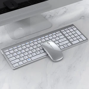 Wireless Bluetooth keyboard mouse ultrathin Rechargeable for PC ipad Mac Windows - Picture 1 of 8