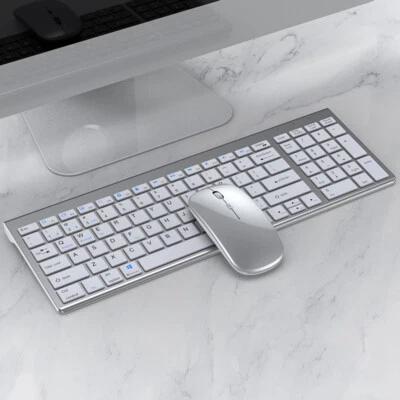 Wireless Bluetooth keyboard mouse ultrathin Rechargeable for PC ipad Mac Windows - Image 1 of 4
