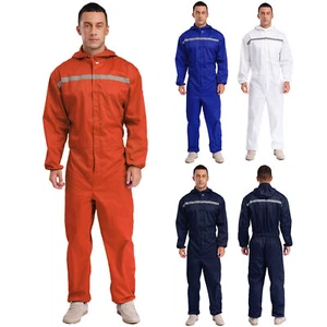 Men Bodysuit Garage Jumpsuit One Piece Overall Factory Workwear High Waist Work - Picture 1 of 56
