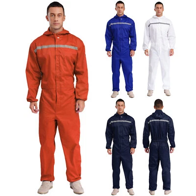 Men Bodysuit Garage Jumpsuit One Piece Overall Factory Workwear High Waist Work - Image 1 of 3