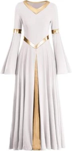 Metallic Praise Dance Dresses for Women Liturgical Lyrical Medium, White - Picture 1 of 3