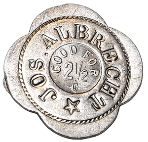 Early 1900's Jos Albrecht Good For 2 1/2 Cents Ellsworth Minnesota Trade Token - Picture 1 of 2