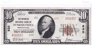 $10 1929 T2 National TUNKHANNOCK Pennsylvania PA 🇺🇸 Mega Rare! 🇺🇸 - Picture 1 of 2