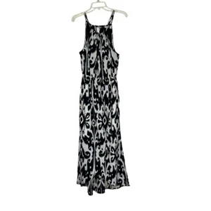 Athleta Ikat Bloom Ripple A Sleeveless Maxi Dress Black White S - Picture 1 of 13