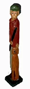 Vintage 8 Zoll Mann & Hund geschnitzte Figur Bleistift Harz 1999 Künstler Wangs Jäger gebraucht - Bild 1 von 13