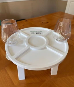 Plastic Foldable Outdoor Beach Picnic Table 5.5"H x 12"D (NEW) W/Glasses - Picture 1 of 5