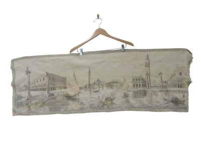 17"x 52" Vtg VENICE Tapestry Panel Fabric Scene Baroque Beige Table Runner CLEAN - Image 1 of 4
