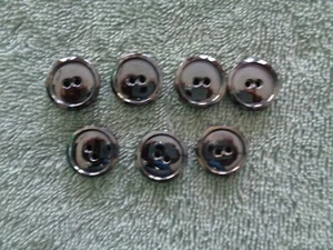 Vintage Set of 7 1950s-60s Shiny Black Glass Stylemaker 2 Hole Buttons - Picture 1 of 3