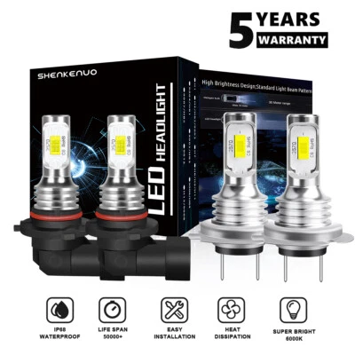 For Volvo S60 V70 2001-2003 2004 LED Headlight High Low White Bulbs 4x 9005+H7 - Изображение 1 из 4