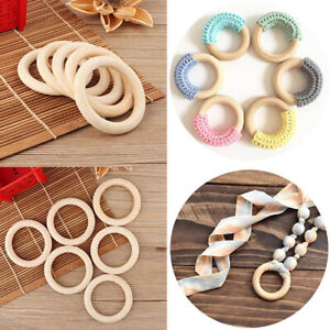 New 1.5-7CM Teething Rings Round Circle Wooden Natural Connectors Rings Handmade