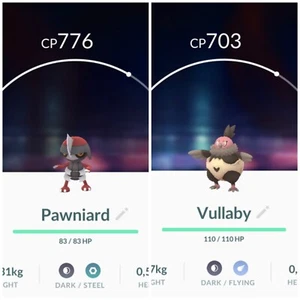 Pokémon Trade Go Vullaby o Pawniard no brillante leer descripción - Imagen 1 de 3