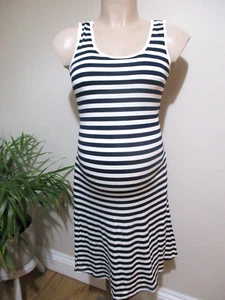 SERAPHINE MATERNITY & NURSING BLUE WHITE STRIPE SKATER DRESS SIZE XS UK 6 BNWT - Picture 1 of 4