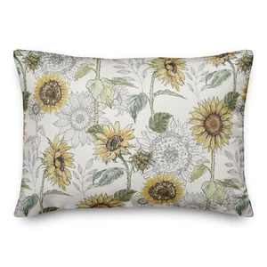 Creative Products Sunflower Pattern on White 20 x 14 Spun Poly Pillow - Picture 1 of 3