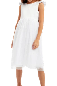Wunderschönes weißes Tüllkleid für Mädchen - Ideal für Hochzeit & Erstkommunion - Bild 1 von 4
