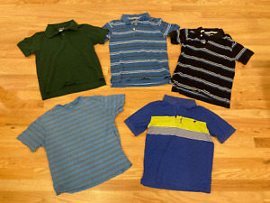 5 pc Lot Boys Summer Short Sleeve 4 Polo Tops Golf Shirts M 8 Blue Tee Green