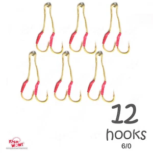 12 hooks Size 6/0 4x Strong Fishing Assist Hook Gold hi-carbon steel Fish WOW!® - Picture 1 of 4