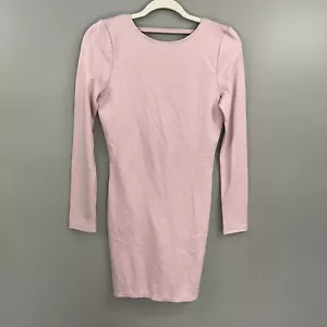 American Apparel Sheath Bodycon Dress Short Women Pink Long Sleeve open back - Picture 1 of 7