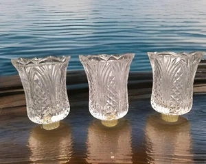 Klarglas JY 1992 geriffelte Diamant Windlichter Kerzenhalter 4" Höhe 3er Set - Bild 1 von 8