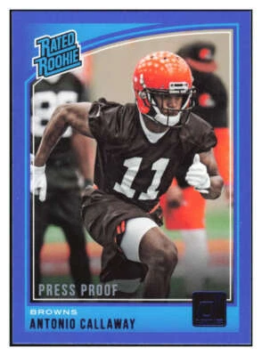 ANTONIO CALLAWAY RC 2018 Donruss Press Proof Blue #341 Rated Rookie Bro ID:80844 - Image 1 of 2