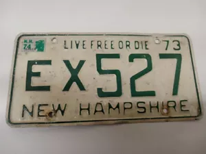 Vintage NH New Hampshire Plate Barn find 1973 73 EX 527 - Picture 1 of 2