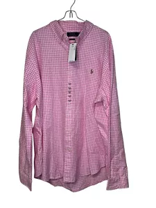 Polo Ralph Lauren Men's Shirt Classic Fit Gingham Check Long Sleeve Pink 2XL NWT - Picture 1 of 12