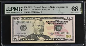 2013 $50 Federal Reserve Note Fr-2132-I Minneapolis PMG68 Superb Gem EPQ - Picture 1 of 2