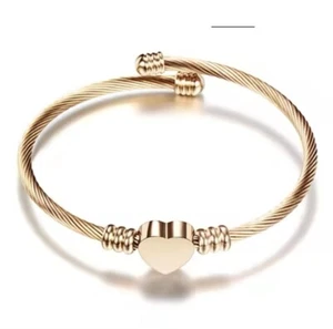 18K Rose Gold Filled Torque Open Bangle Love Heart 18ct GF 60mm - Picture 1 of 8