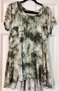 Style & Co. ~ Petites ~ Green Beige Tye Dye ~ Sequins ~ Blouse/Top ~ Size XL - Picture 1 of 4