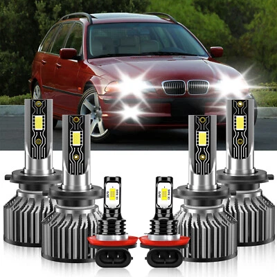 Combo de faros LED de haz alto bajo + bombillas antiniebla 6500 k para BMW 325i 2002-2013 Foto 1 de 4