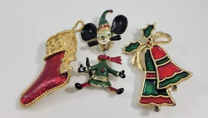 Vintage Christmas Brooch Pin 4 REPAIR Rhinestones Lot Signed Beatrix Gerry's - Picture 1 of 10