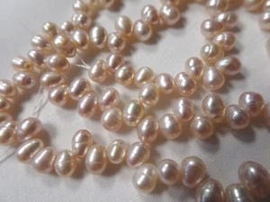 15 3/4" Str Freshwater Pearls Oval Top Drill Natural Lavendr 4.25-5mm L #406 DNG - Picture 1 of 4