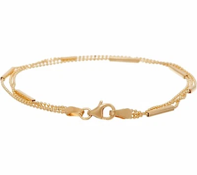 Multi Strand Diamond Cut Ball Bead Bar Bracelet Real Solid 14K Yellow Gold  - Image 1 of 2