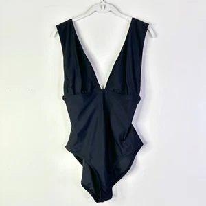 Traje de baño J Crew para mujer 10 negro con cuello en V de una pieza forrado traje de baño nuevo sin etiquetas - Imagen 1 de 8