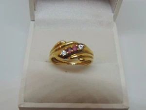 Bague or 18 carats rubis et zirconiums - Bild 1 von 8