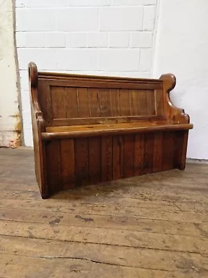Antique Solid Pine Church Pew Monks Bench  Settle Hall Bench Seat • 320.08£