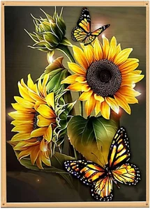 Sunflower Stamped Cross Stitch Kits - Needlepoint Counted Cross Stitch Kits f - Picture 1 of 1