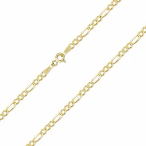 10K Solid Yellow Gold Figaro Necklace Chain 2.5mm 16-24" - Polish Link Women Men - Picture 1 of 3