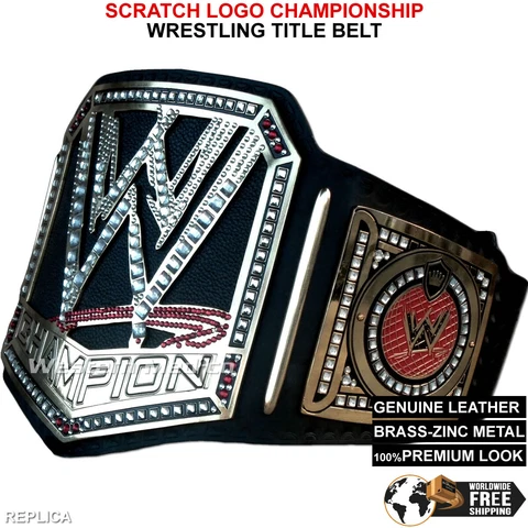 Scratch Logo Championship Title Belt 2013 Replica Elite World Leather 4mm Zinc Cover