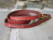 Leather Dog Leash Lead Personalized FREE Amish Made 5' by 1/2"  Custom Name 
