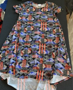 LuLaRoe Kleid Damen Small Schwarz Geometrisch High Low Swing Kurzarm A-Linie - Bild 1 von 8
