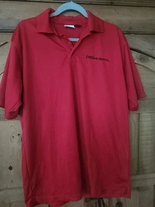 Vintage Office Depot Mitarbeiter Arbeitshemd Gr. L Baumwolle rot Polo BLUE POINTE - Bild 1 von 2